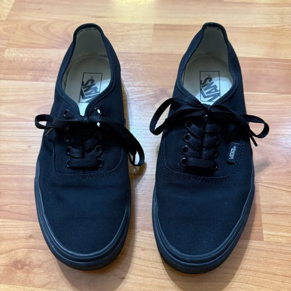 Vans Authentic Sanitized Black Canvas Lace-Up‎ Sneakers Mens 9 / Womens 10.5
